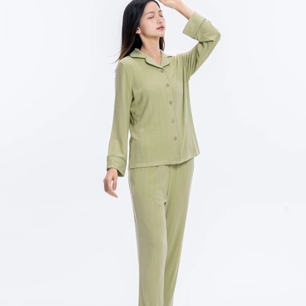 【三合竹衣】女士秋冬提花德容家居服套装