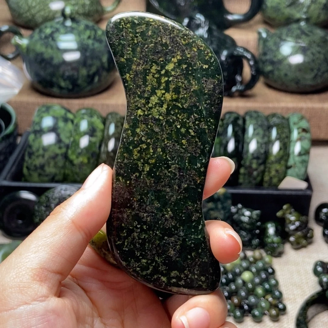 蛇纹石玉未镶嵌药王石刮板