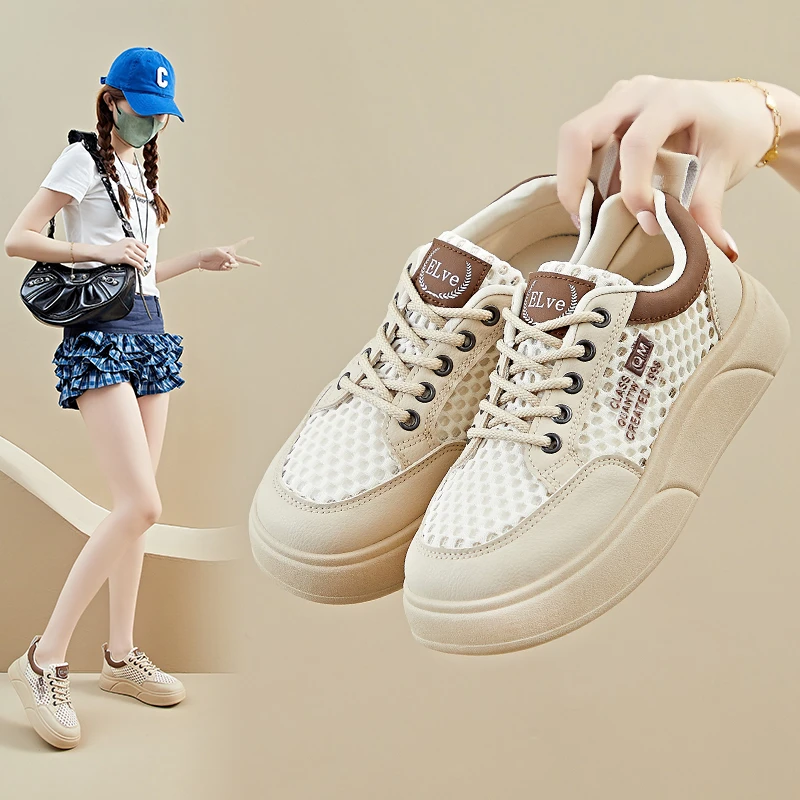 2025夏季网面小白鞋新款韩版ins女学生透气增高运动板鞋休闲XQ-W2