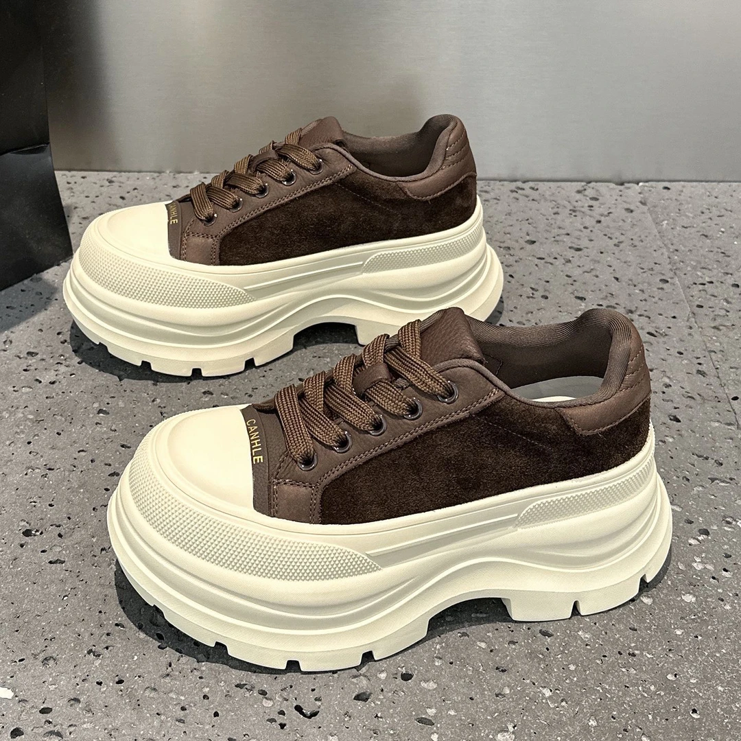 6021超火复古真皮老爹鞋女秋冬新款厚底增高小个子运动休闲小白鞋