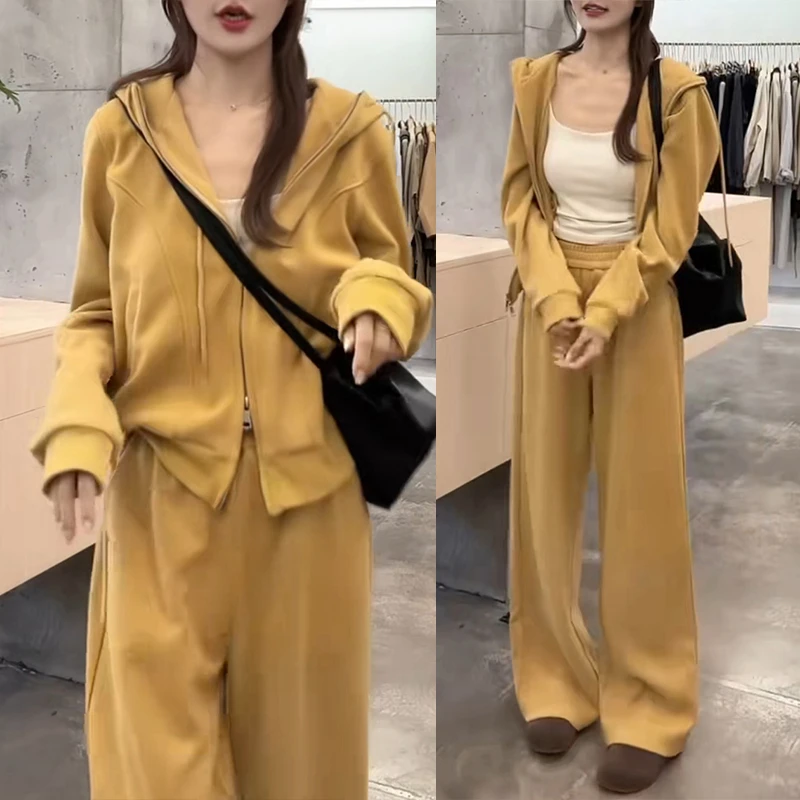 2025超火两件套新款百搭连帽外套女百搭宽松休闲裤时尚巨显瘦套装