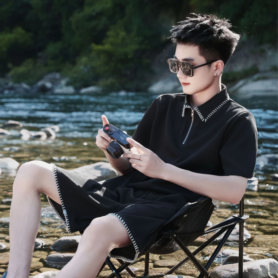 夏季时尚简约POLO男短袖痞帅短裤休闲运动套装男装搭配一套薄款T