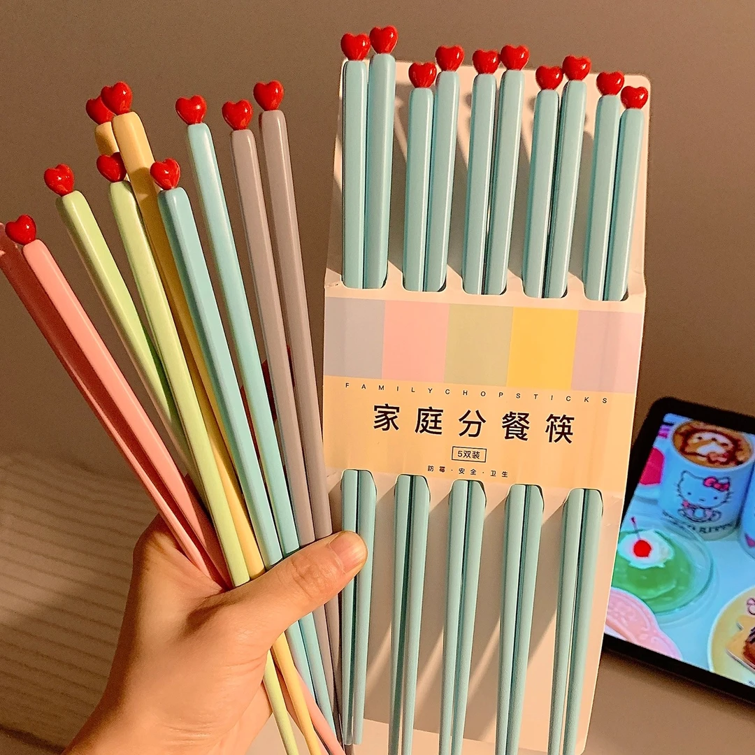 爱心马卡龙合金筷字家用防霉防滑一人一筷可洗碗机创意分餐餐具