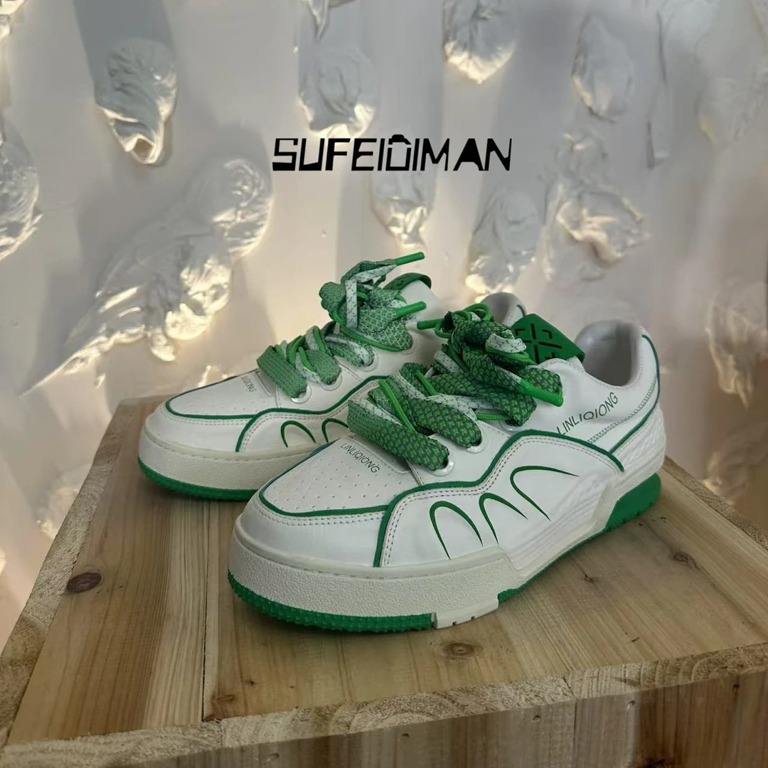 素菲迪缦男士时尚百搭潮鞋厚底舒适系带低帮春季小众设计师款时尚