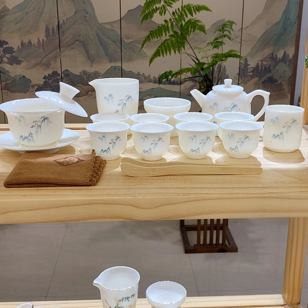 【墨城】羊脂玉瓷高山流水16头