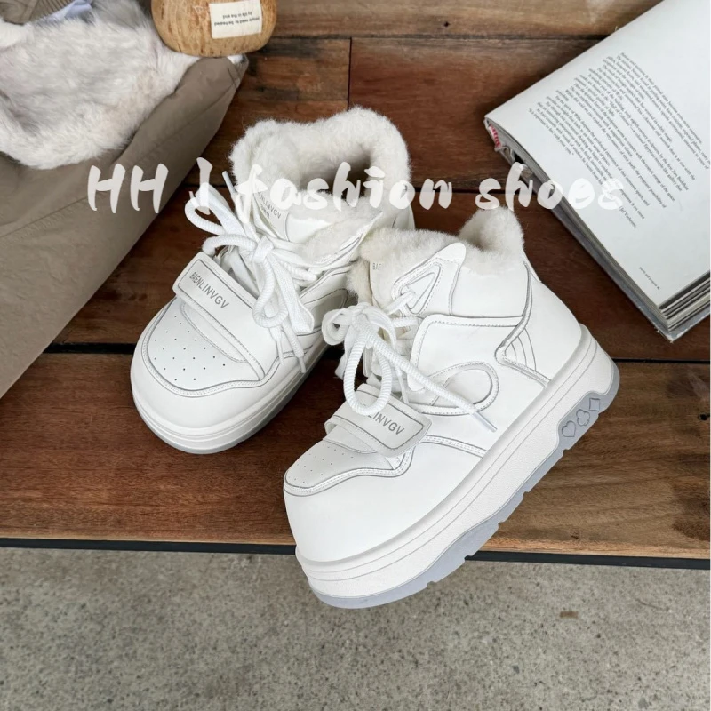 真皮厚底加绒加厚保暖时尚雪地靴女户外2025冬季增高防水防滑棉鞋