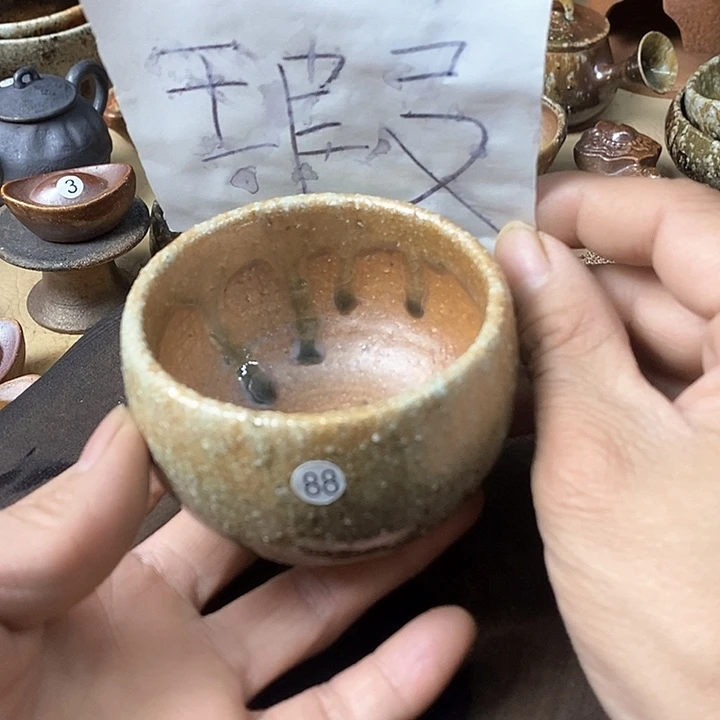 杯手工粗陶、柴烧茶器