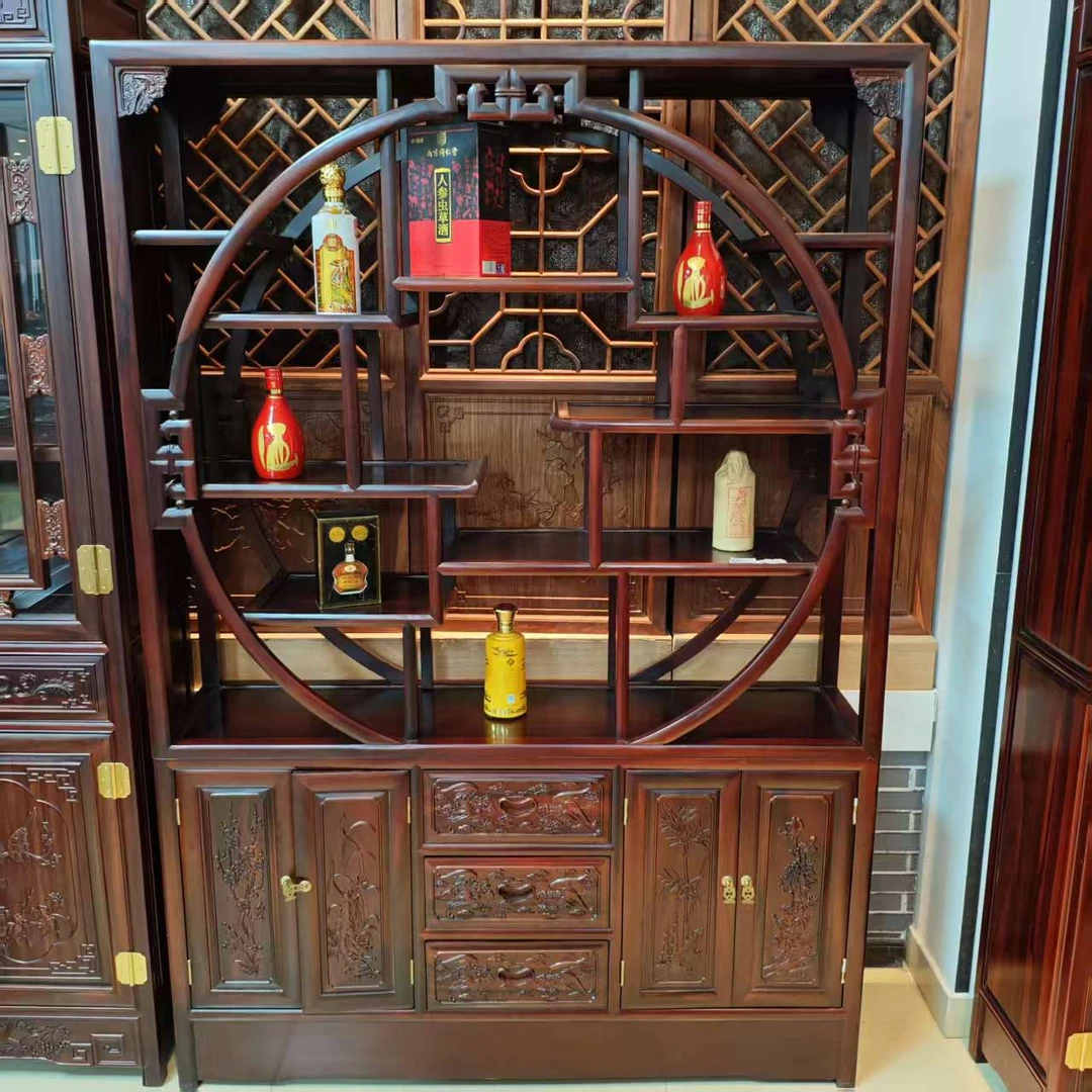 酸枝木138/158大五福博古架：总长138/158*宽36*总高198