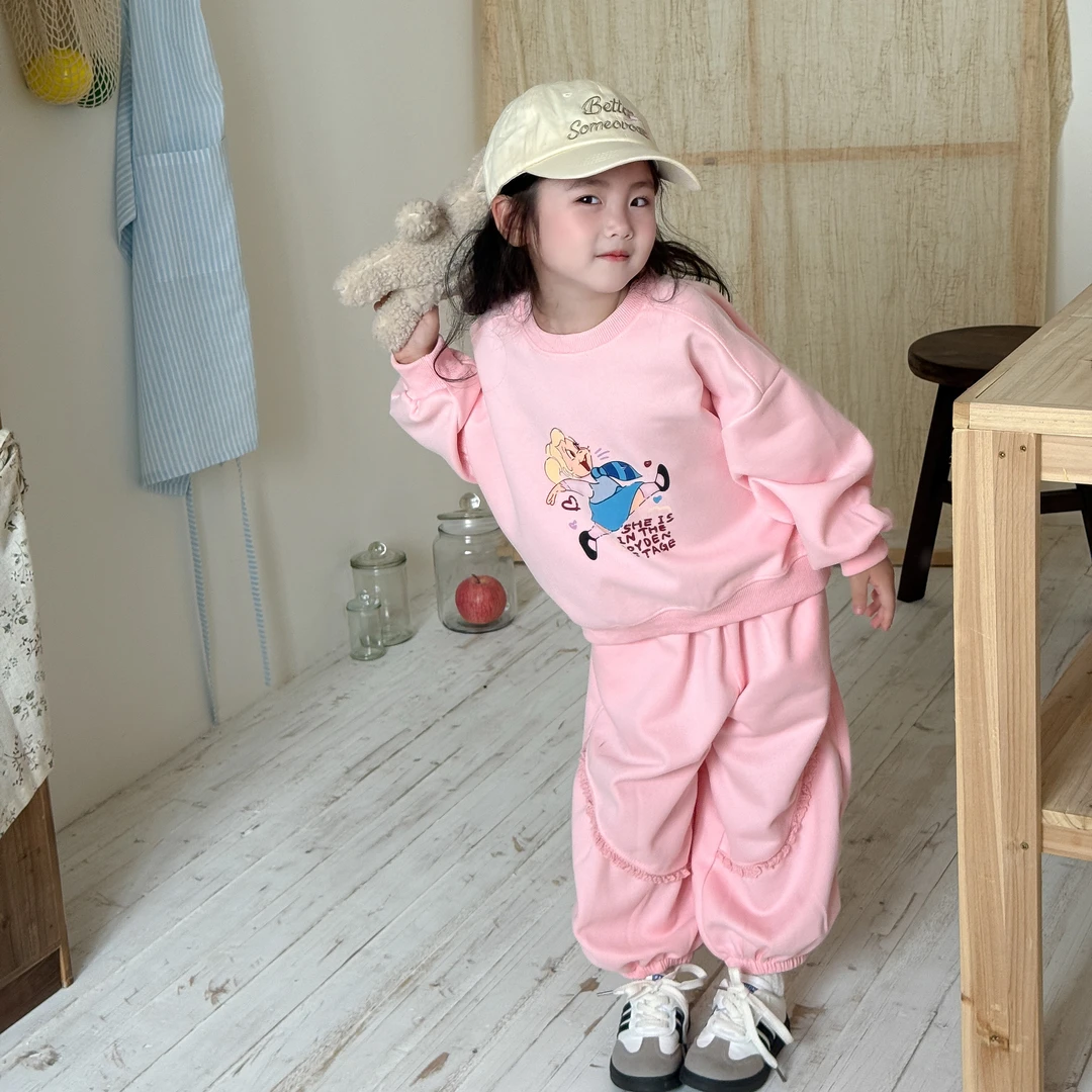 女童套装秋装2025新款洋气宝宝套头卫衣裤子春秋季儿童公主两件套