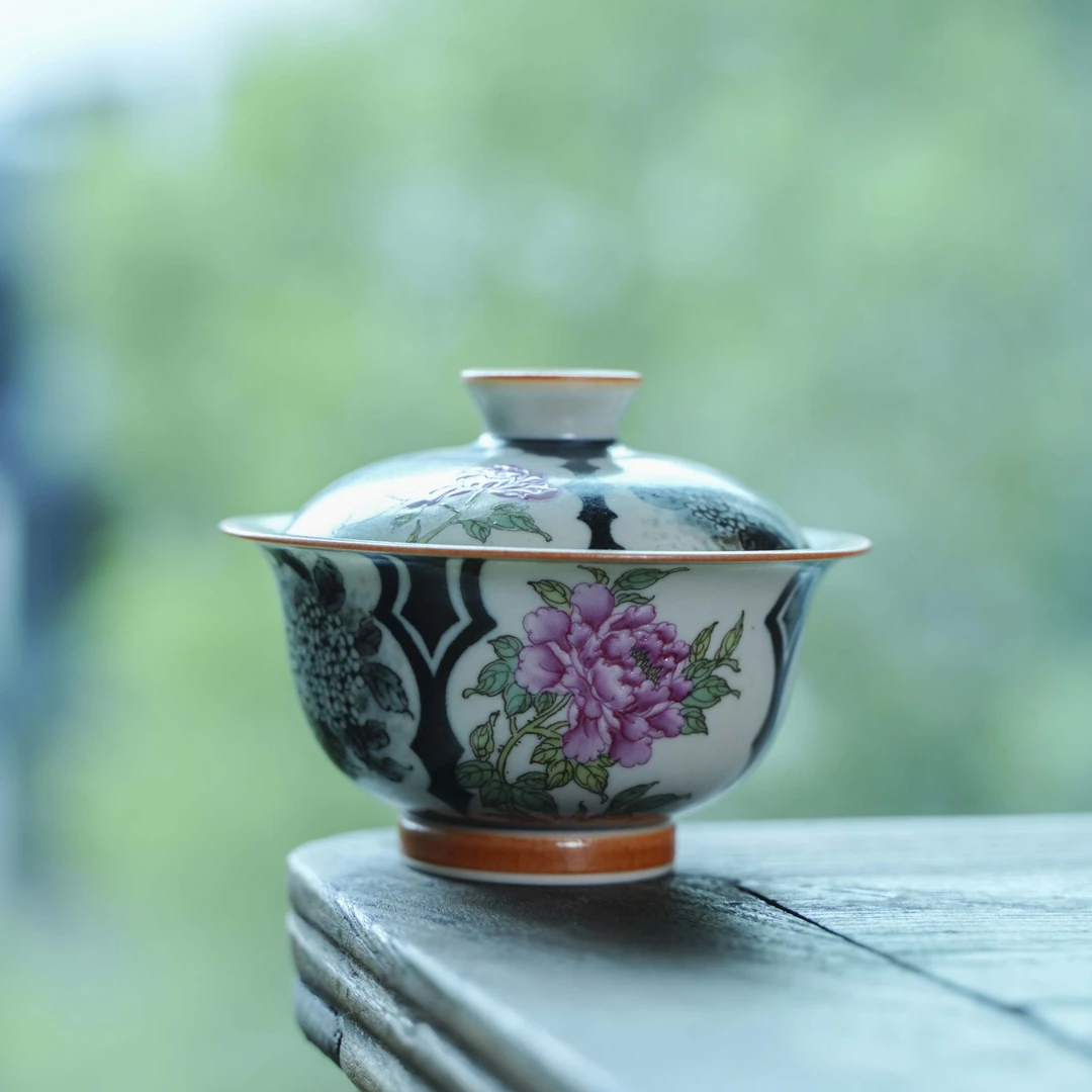 斋居 绣球花-霖溪山房-盖碗（霖溪0070）