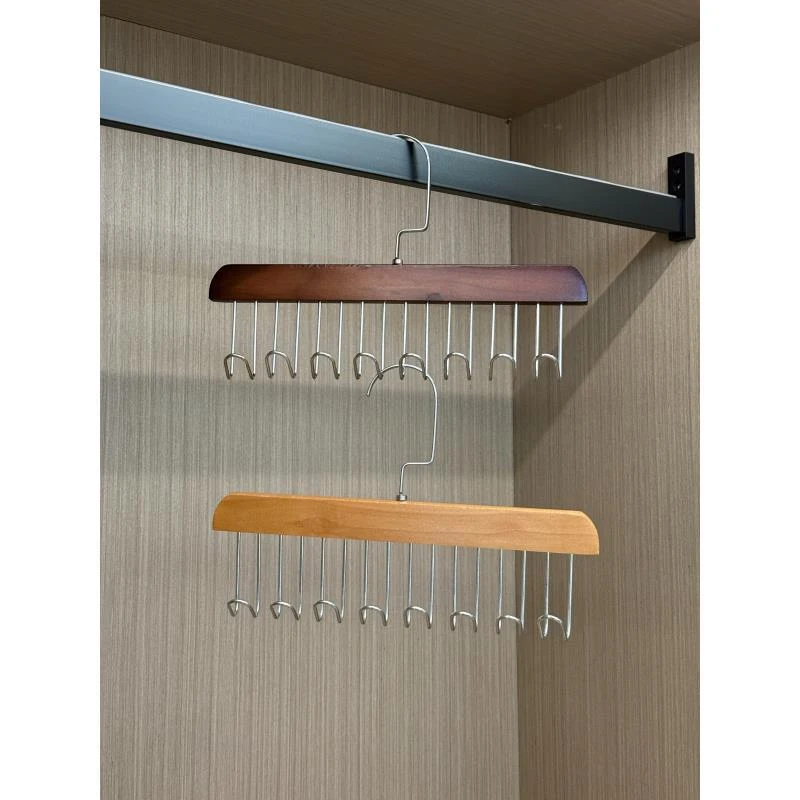 挂钩衣架8钩收纳吊带内衣背心多功能居家用衣柜实木质晾衣称