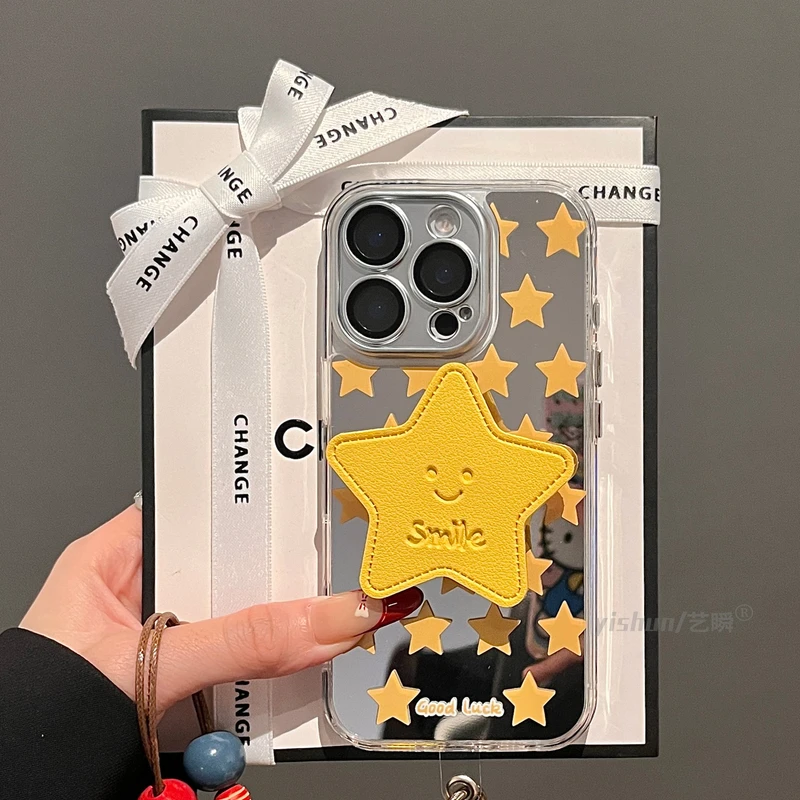 原创小众满屏黄色星星14p适用iPhone16ProMax手机壳新款苹果15Pro