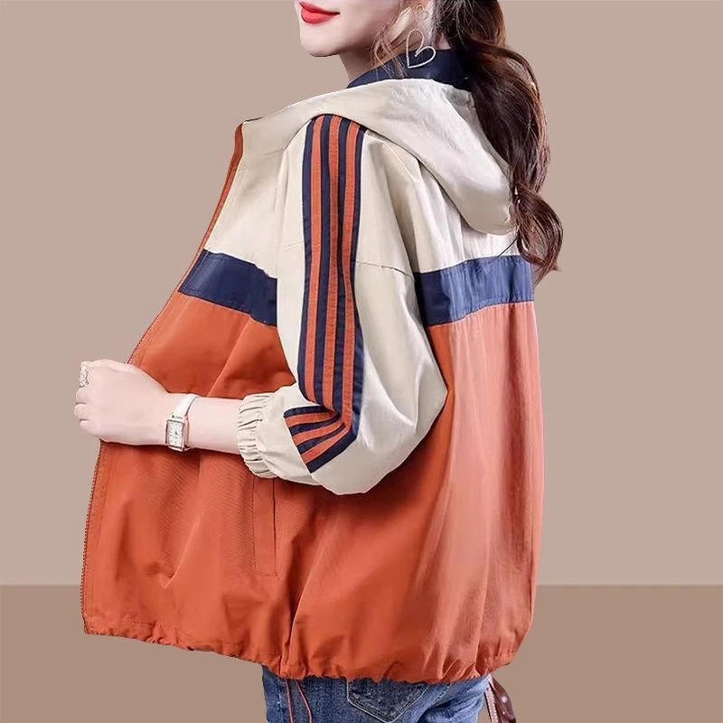 夏季薄款防晒服外套2025新款大码高级感撞色连帽宽松防晒衫女