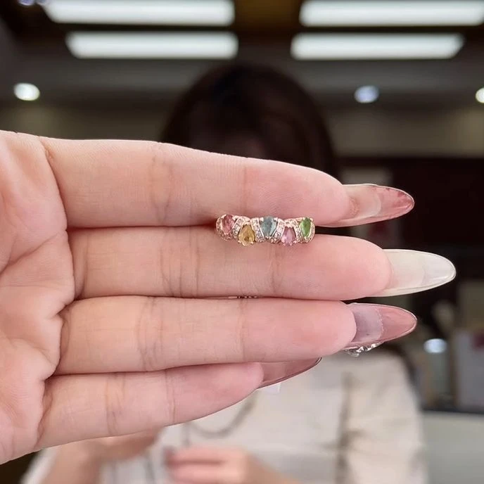 05440901/银S925镶嵌碧玺戒指1多样性发货250509