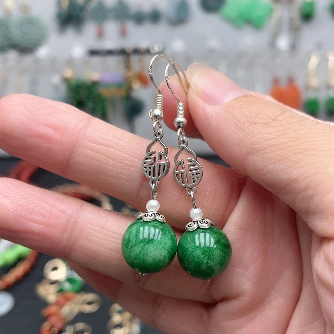 翡翠未镶嵌耳饰8756