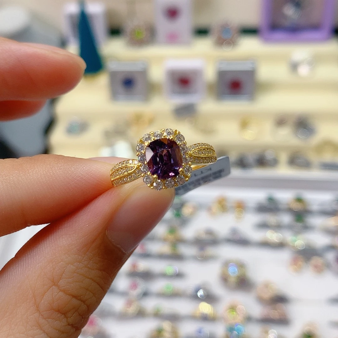 戒指戒指尖晶石银S925镶嵌