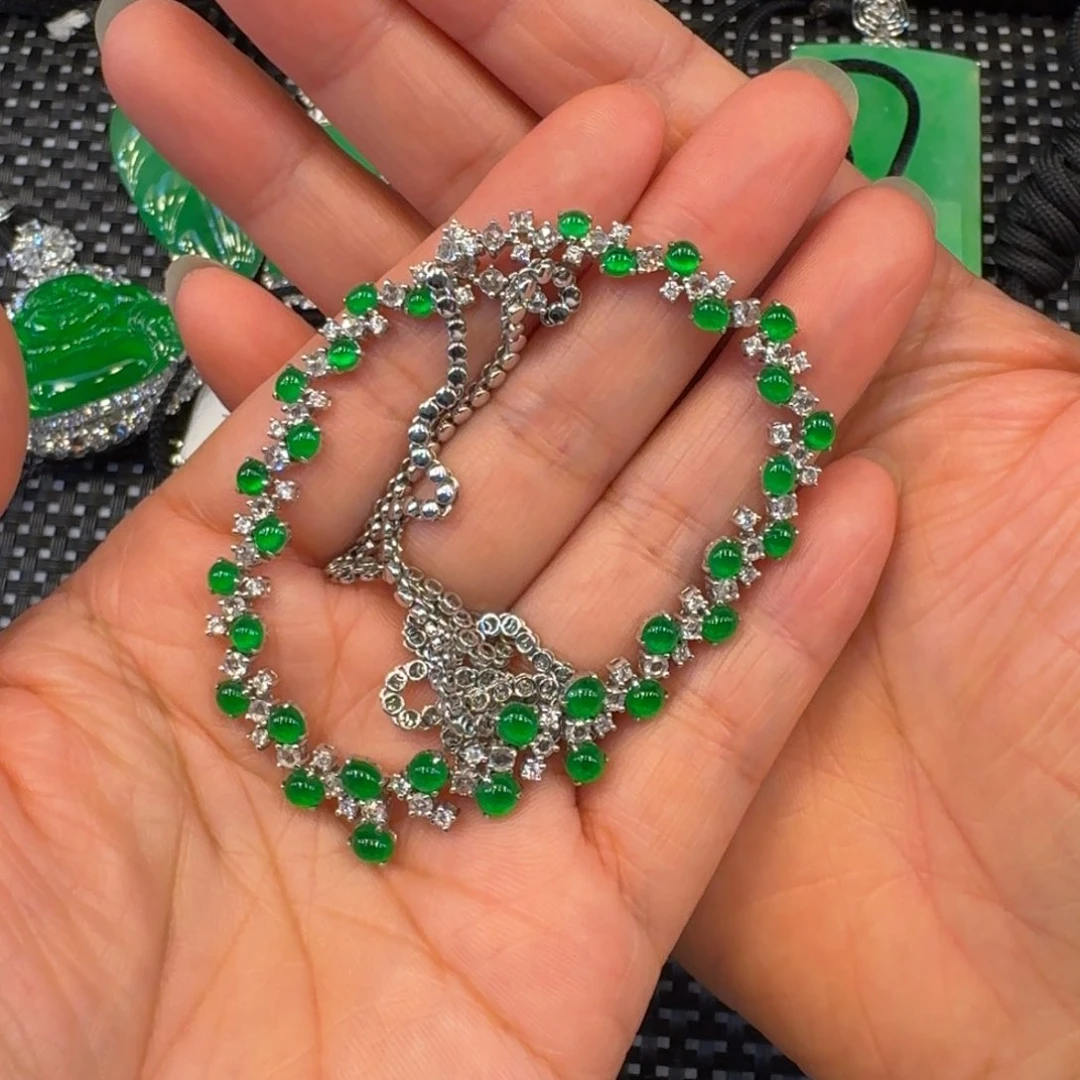 翡翠18K金镶嵌颈饰茶*吊坠