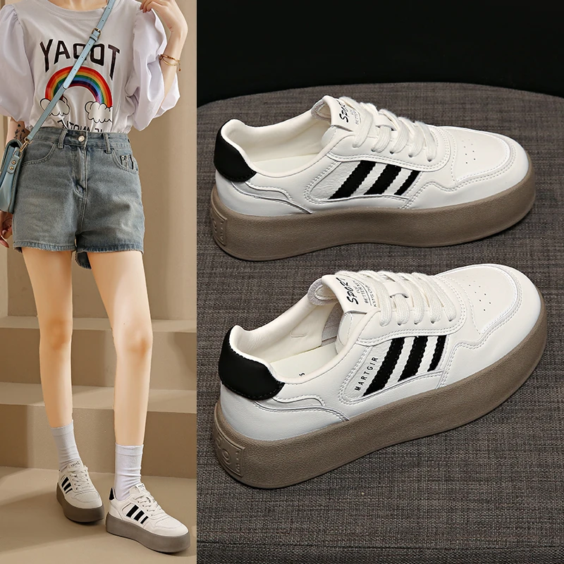 厚底德训鞋女款2025春季新款韩版运动小白鞋百搭爆款休闲板鞋女鞋