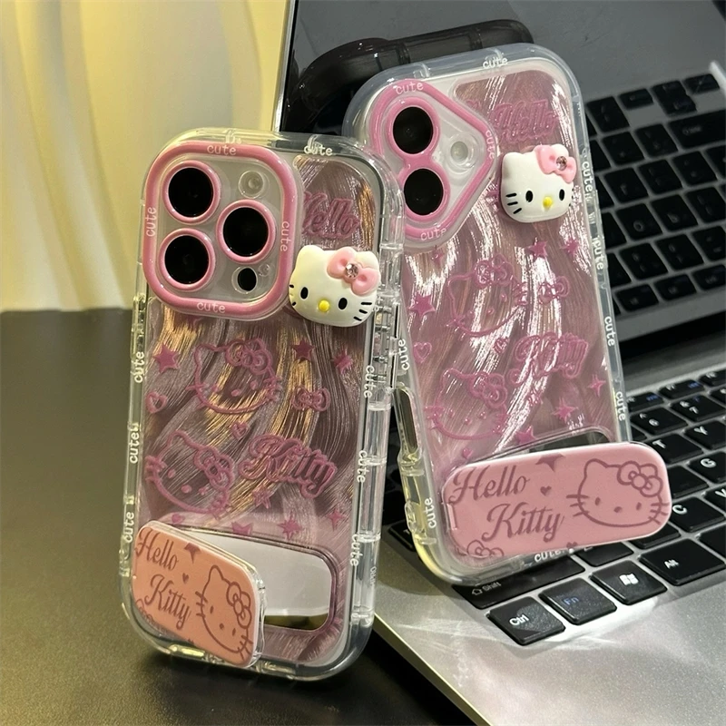 Kitty凯蒂猫镜子支架适用iPhone16/15手机壳华为P70vivoppo小米14
