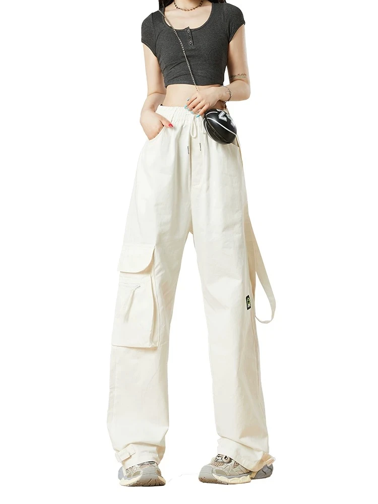 刘耀文同款白色工装裤宽松直筒
