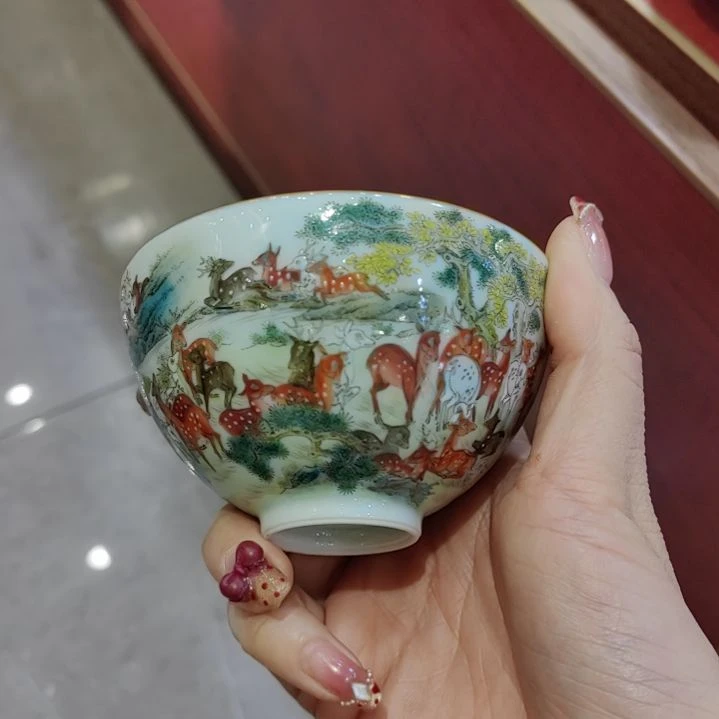 瓷片手绘珐琅彩手工制作