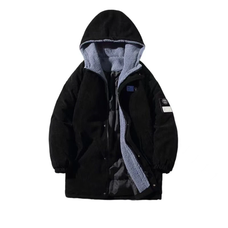M5119 N 冬季港风连帽灯芯绒中长款棉衣男时尚宽松 休闲外套
