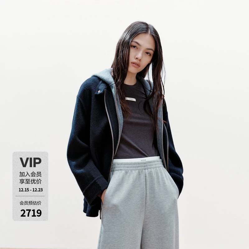 【active系列】MOCO毛呢外套假两件2025冬新品双面呢MBE4COT061