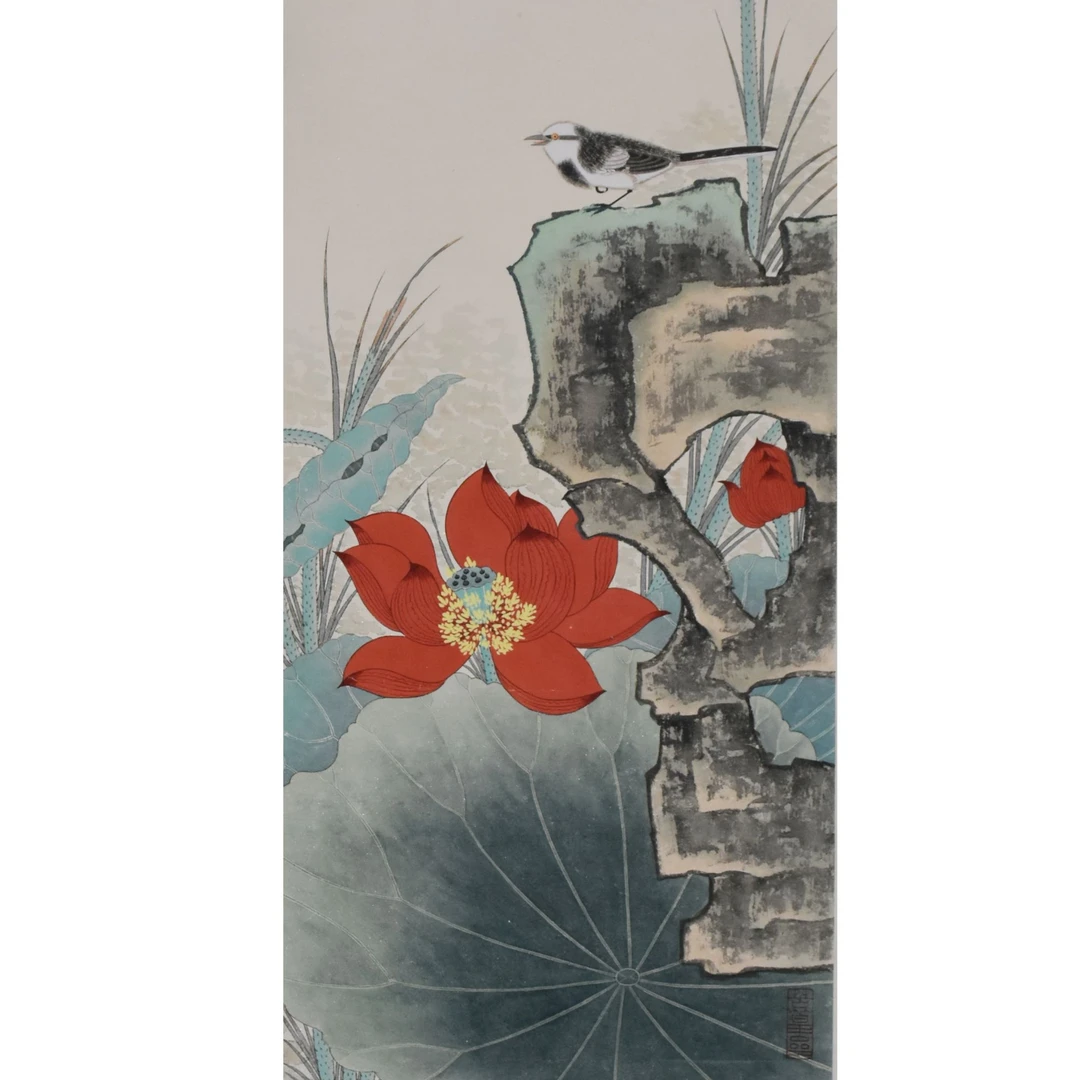 HM7198 壮暮翁 花鸟 98×33cm 纸本立轴