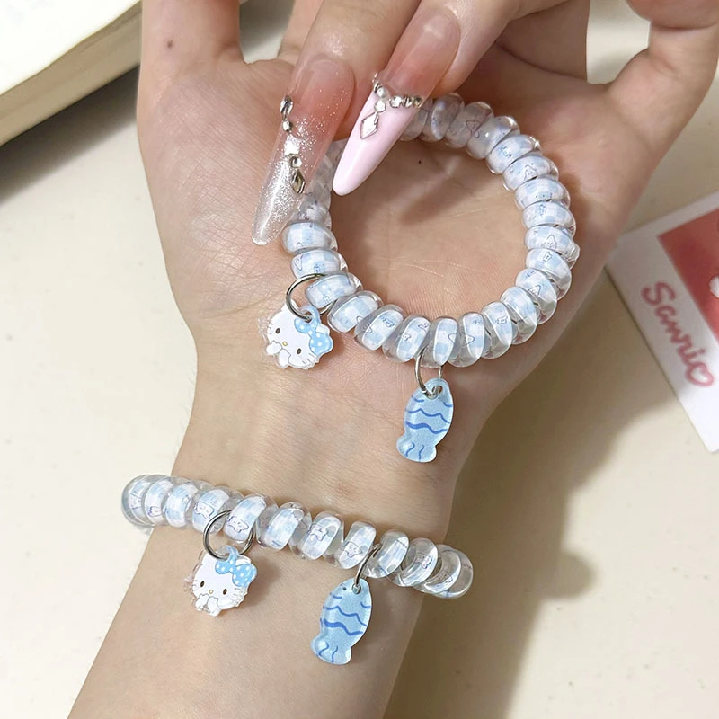 新款蓝色ins风小清新Kt猫小鱼电话线圈甜美可爱凯蒂猫发圈闺蜜