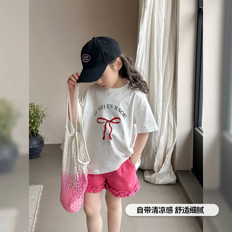 女童纯棉短袖儿童T恤2025夏装新款半袖童装中大童休闲上衣薄款