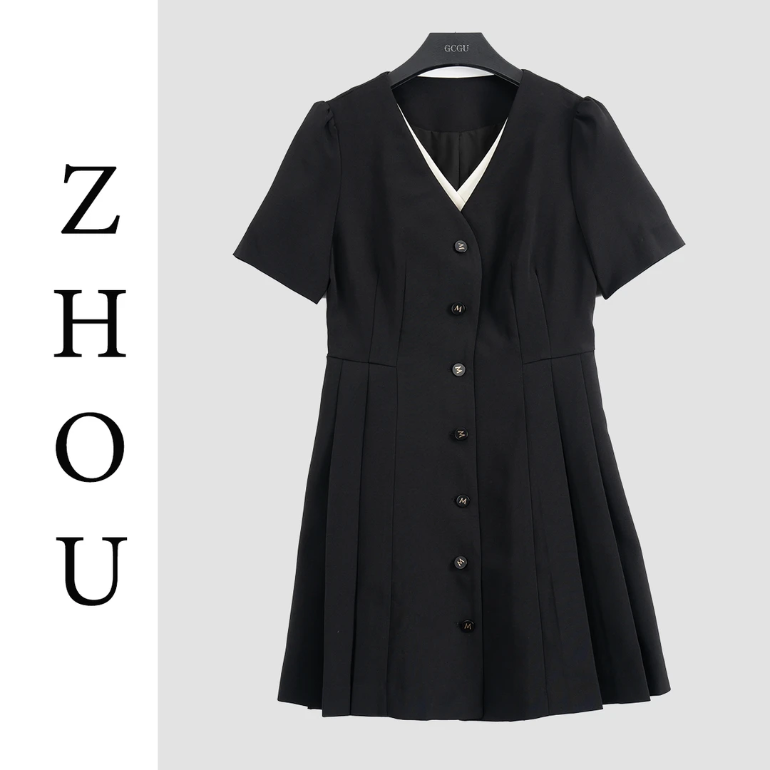 黑色高端轻熟风连衣裙-20228