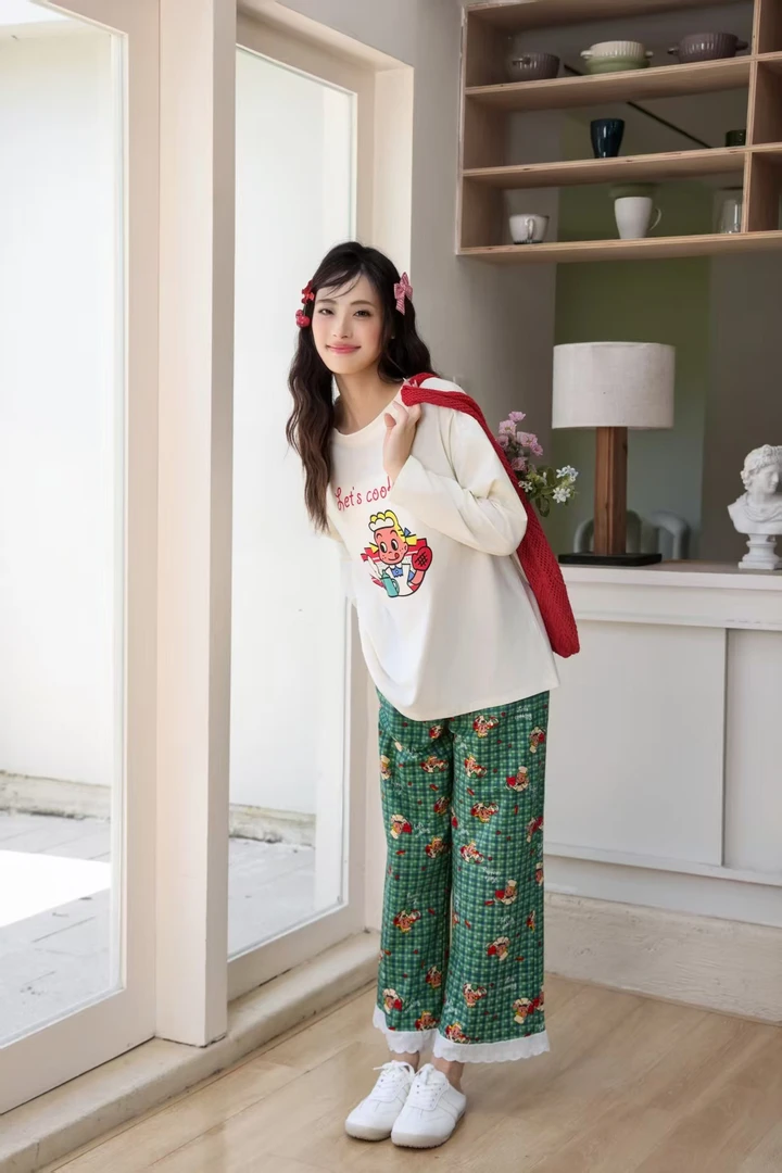 尾单高品质长袖长裤精梳棉卡通时尚家居服套装5678/5626