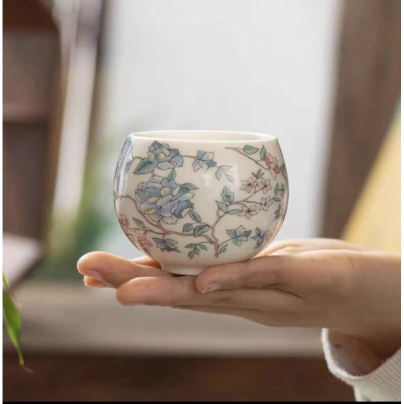 《山茶花》玉泥釉龙蛋杯/大号主人杯/130mlJ0335