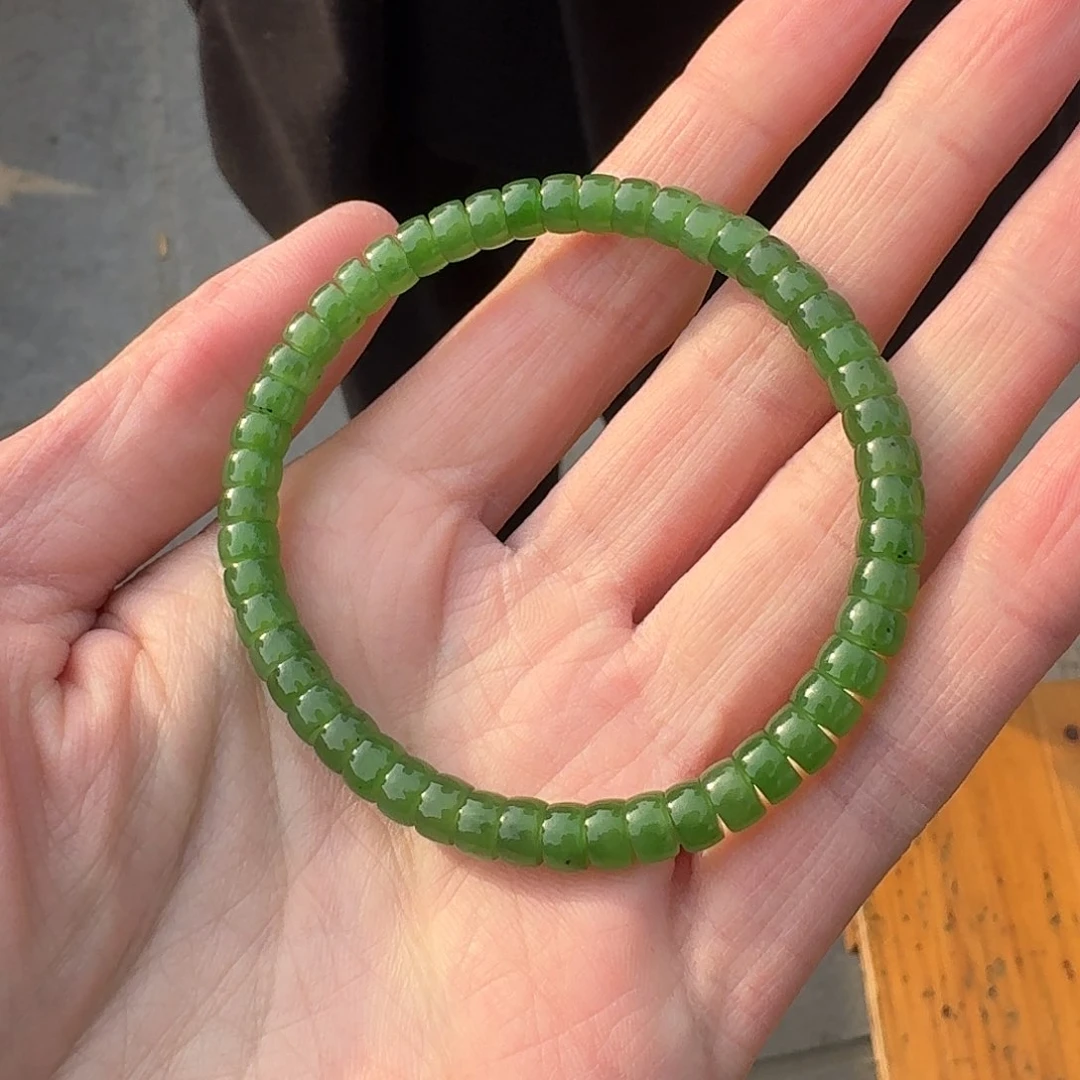 和田玉手串未镶嵌218柴姐卡6左右俄料