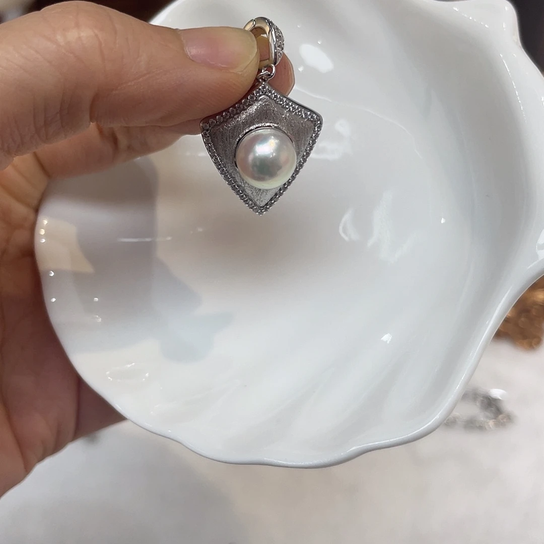 吊坠(不含链)银S925镶嵌海水珍珠
