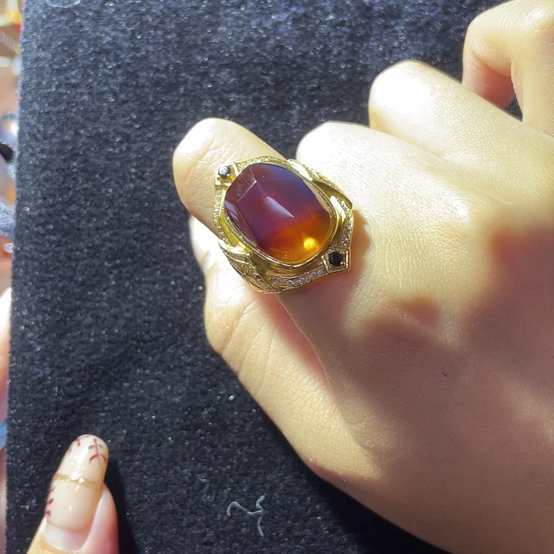 蓝珀珠宝奇石银S925镶嵌