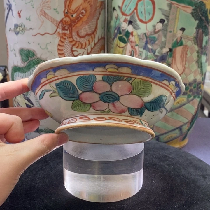 碗陶12890瓷器—粉彩蝶恋花葵口碗