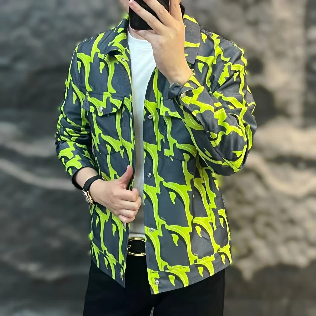 新款高端男士潮流百搭个性花纹休闲夹克C1088