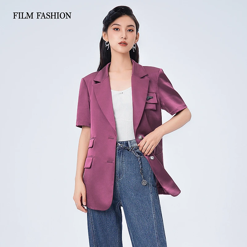 【粉丝专享】一电影一时装夏季新款气质缎面西装外套FFBG121205