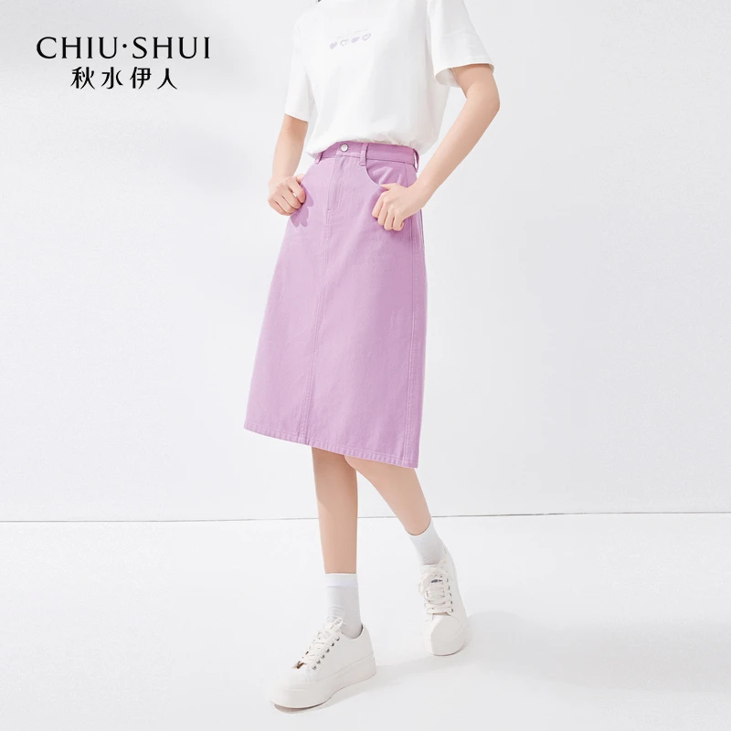 【丽公主】秋水伊人牛仔半身裙高腰中长裙624204A170399