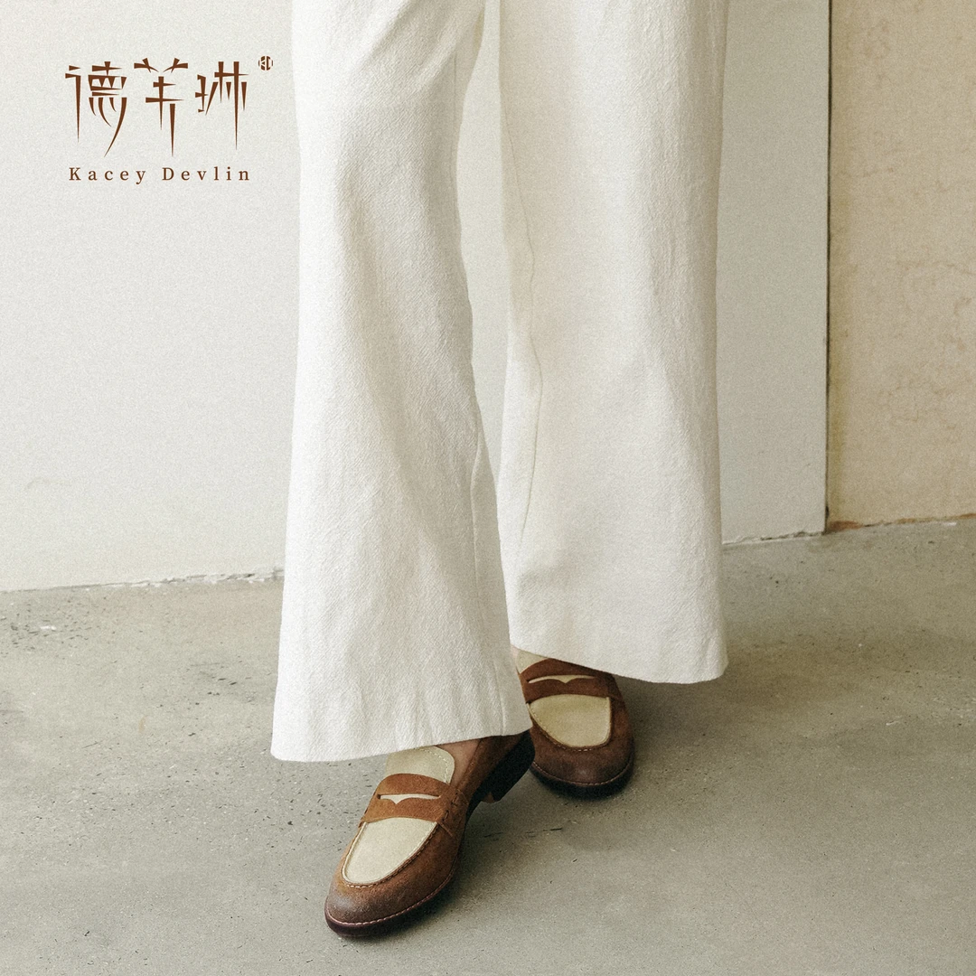 德芙琳反绒乐福鞋2025春季新款欧若风软底真皮平底时尚百搭单鞋女