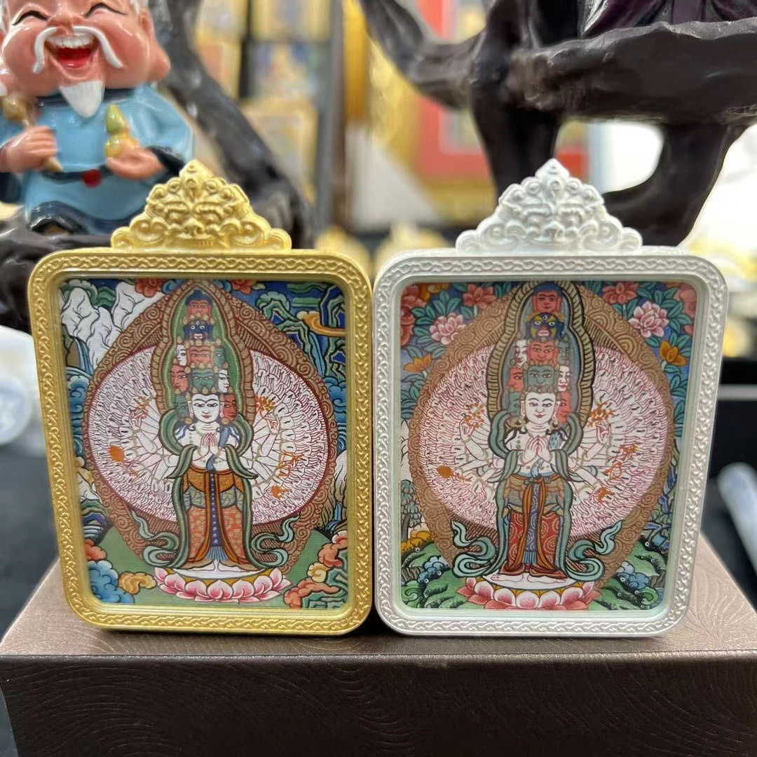 青海热贡 纯手绘 矿物质燃料 唐卡 千手观观