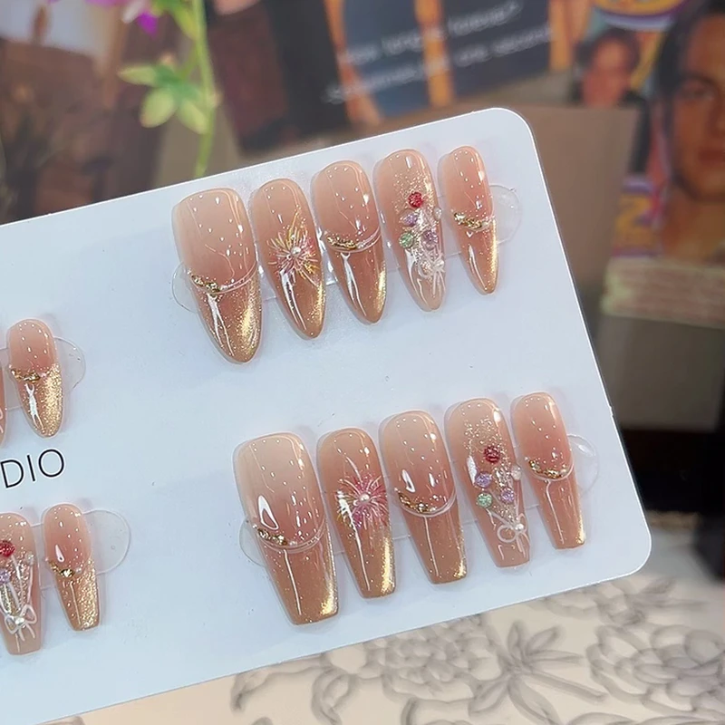 【告白】抒雅纯手工穿戴甲纯欲气质指尖渐变淡雅高级指甲贴冰透