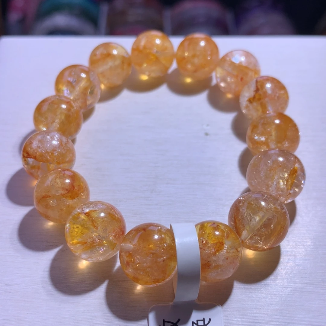 水晶手串银S925镶嵌桂花胶花14.4m