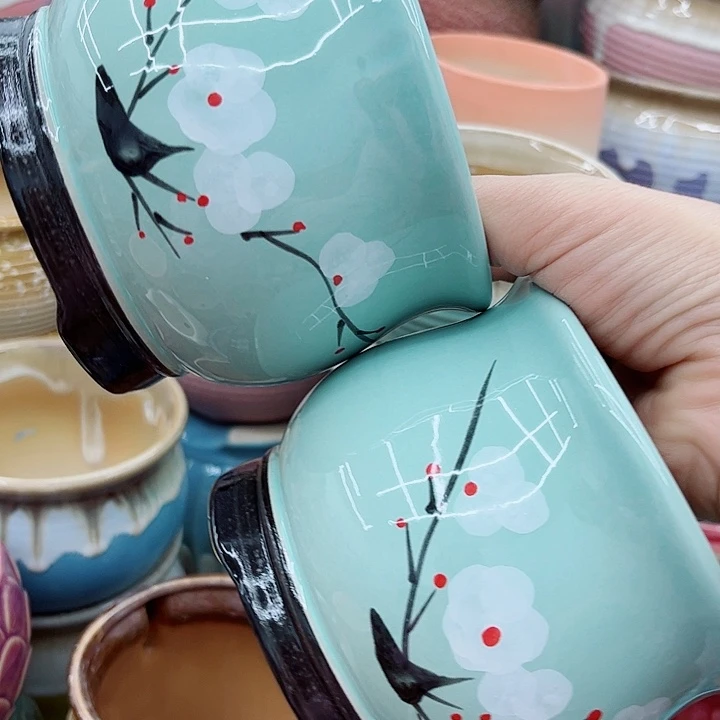 多肉绿植陶瓷花盆9.9包邮，有孔