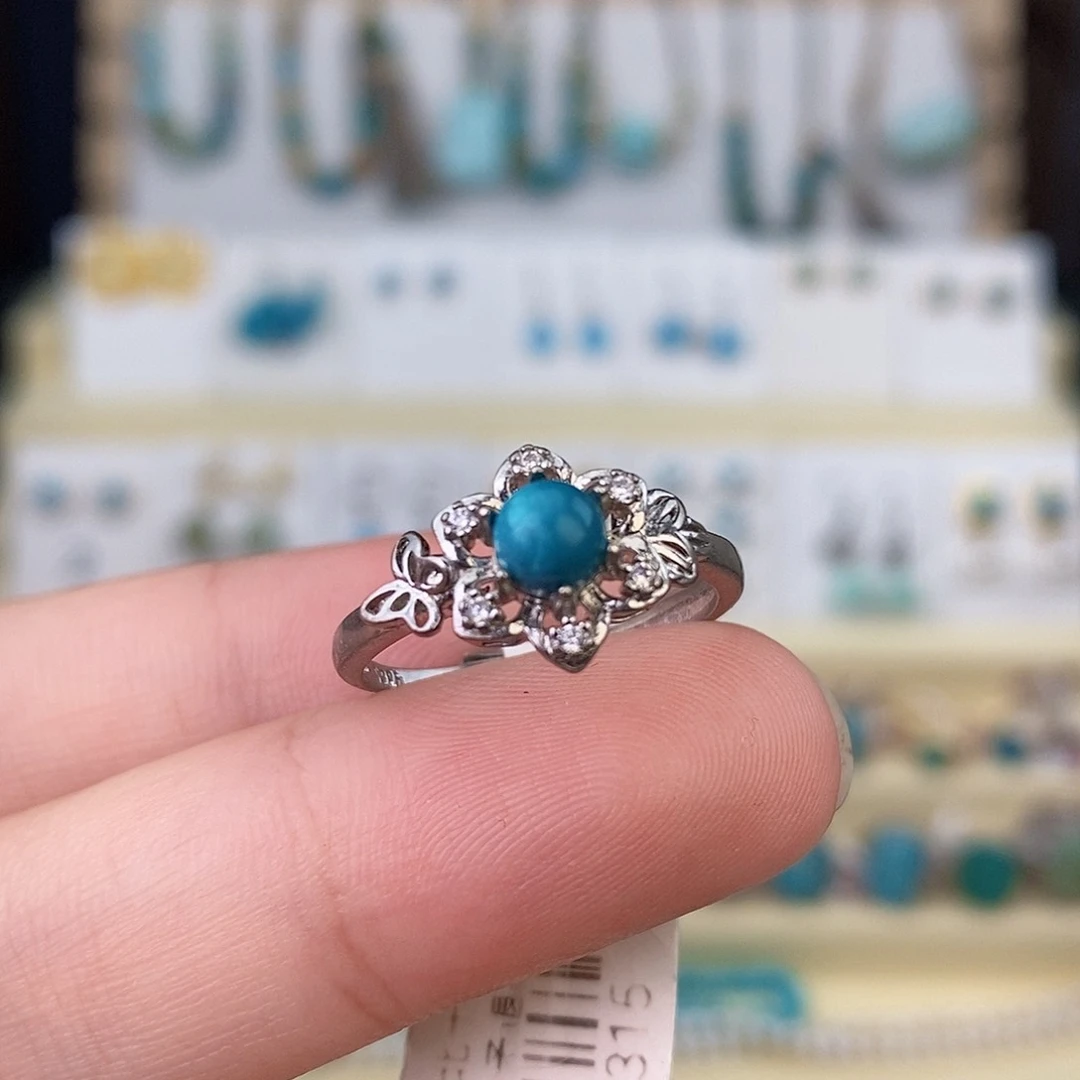 绿松石银S925镶嵌戒指