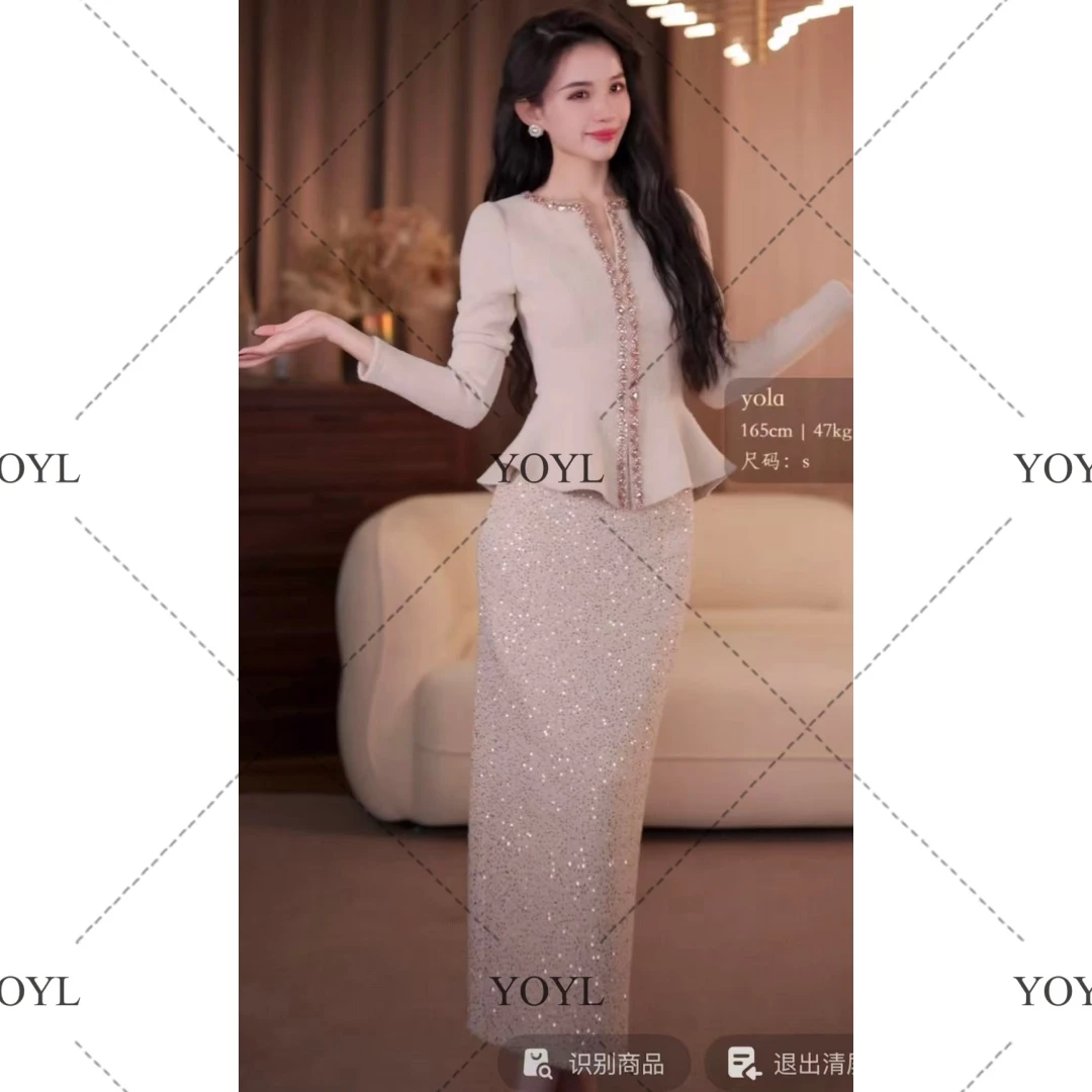 【yola】沐雪秋冬新款高级法式气质显瘦假两件直筒连衣裙-YL12071