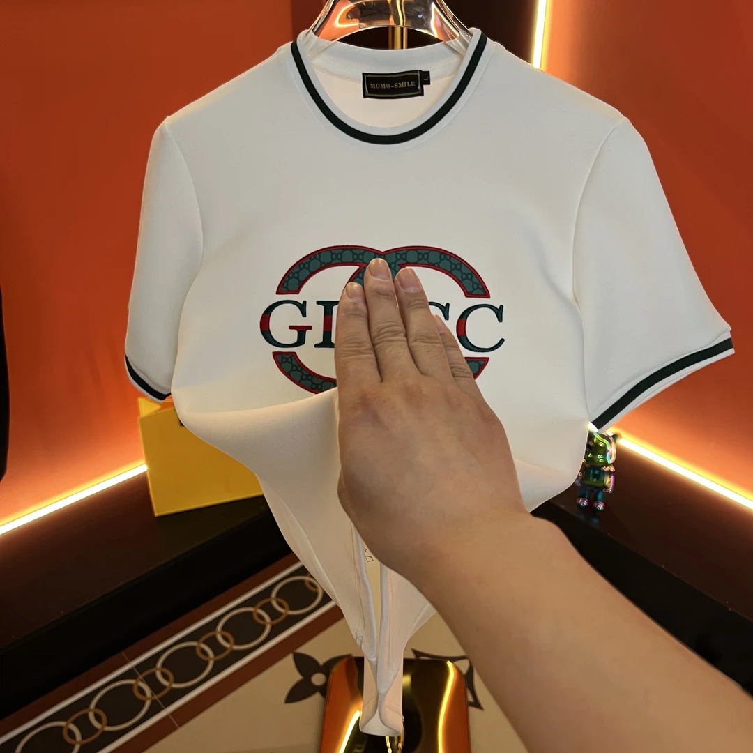 2025春季新款男士圆领轻奢刺绣休闲百搭短袖