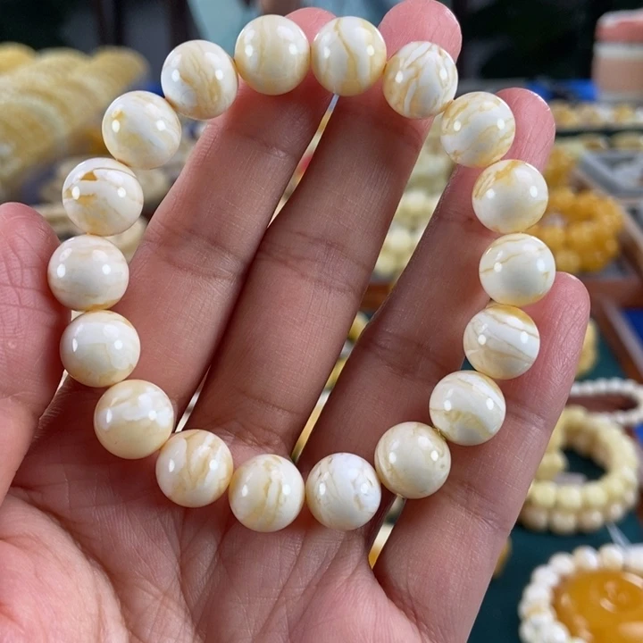 琥珀未镶嵌珠宝奇石11金瓷白虎皮圆珠13.5