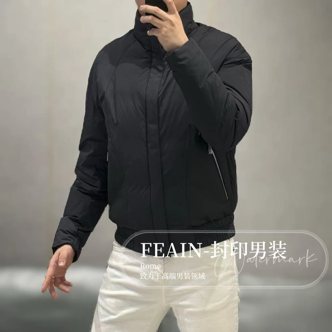 【鹅绒拼真皮】高端男士鹅绒服绵羊皮拼接夹克57772